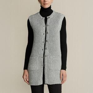 Ralph Lauren Black Label Metallic Silver Knit Sweater Vest Size M